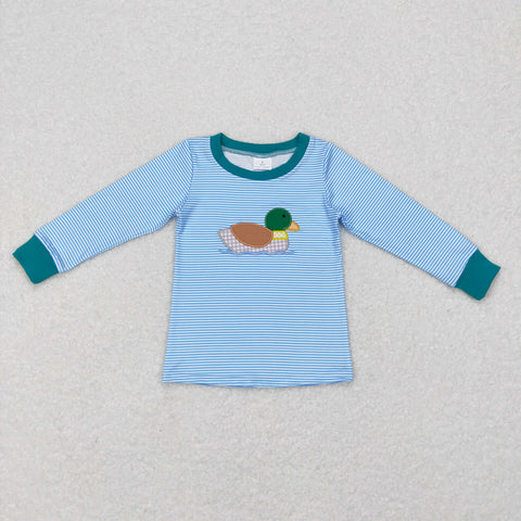 BT0402 kids clothes boys mallard embroidery boy winter top