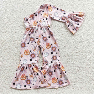 LR0287 infant girl clothes pumpkin halloween jumpsuit
