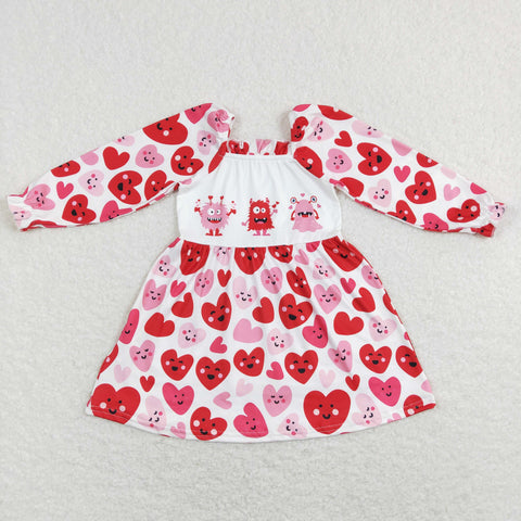 GLD0498 baby girl clothes girl monster toddler valentine's day clothes  winter dress