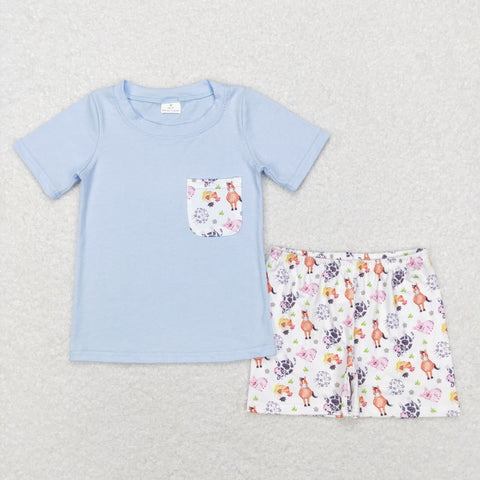 BSSO0352 baby boy clothes farm boy summer shorts set