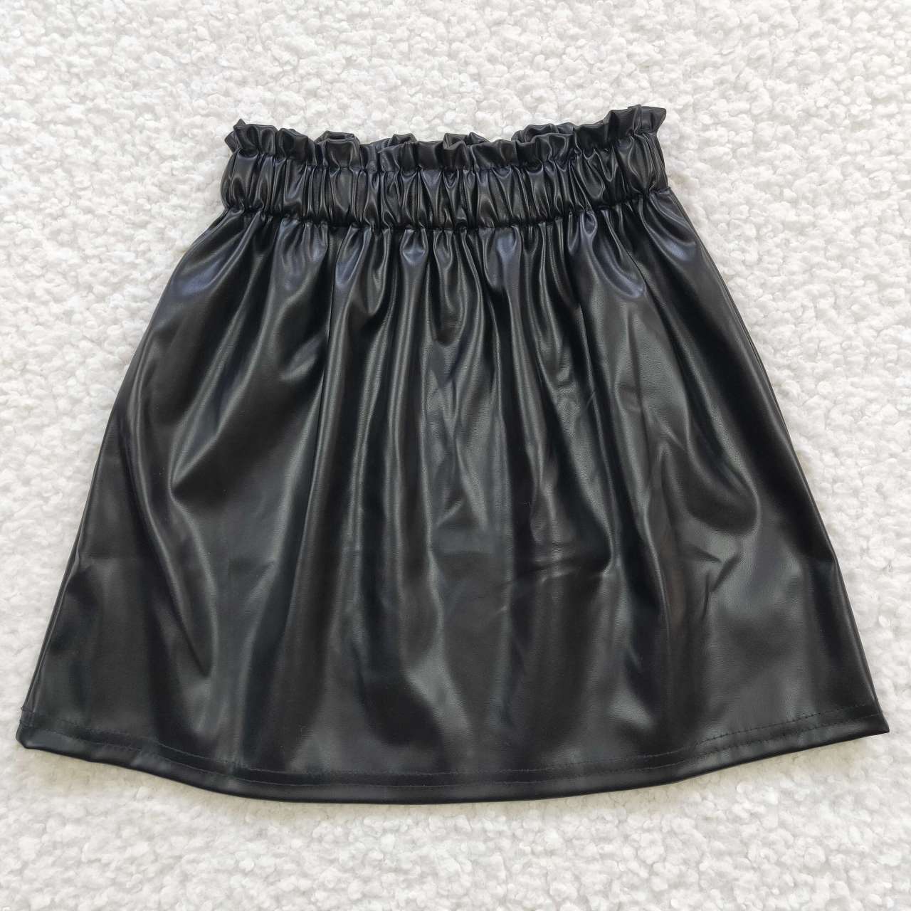 GLK0013 toddler girl clothes black leather skirt