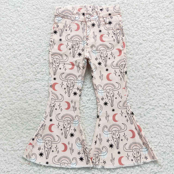 P0226 toddler girl clothes girl jeans cow western cowboy girl flare pant girl winter bottom