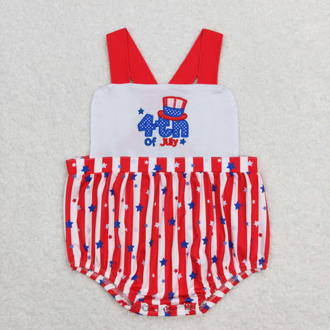 SR0810 RTS baby clothes embroidery 4th of July patriotic romper