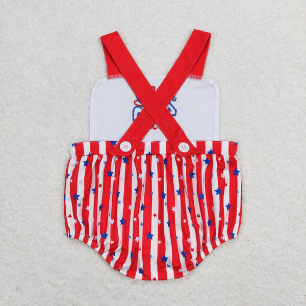 SR0810 RTS baby clothes embroidery 4th of July patriotic romper