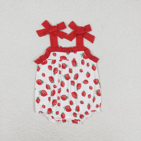 SR0916 RTS baby girl clothes strawberry girl summer romperbubble