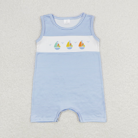 SR1059 RTS  baby boy clothes sailboat blue toddler boy summer bubble(Print)
