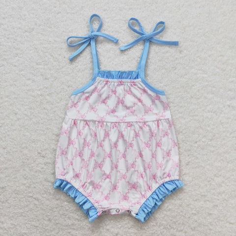 SR1086 RTS baby girl clothes pink striped plaid toddler girl summer bubble