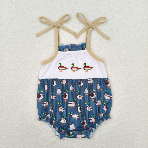 SR1133 RTS baby girl clothes embroidery mallard duck toddler girl summer bubble