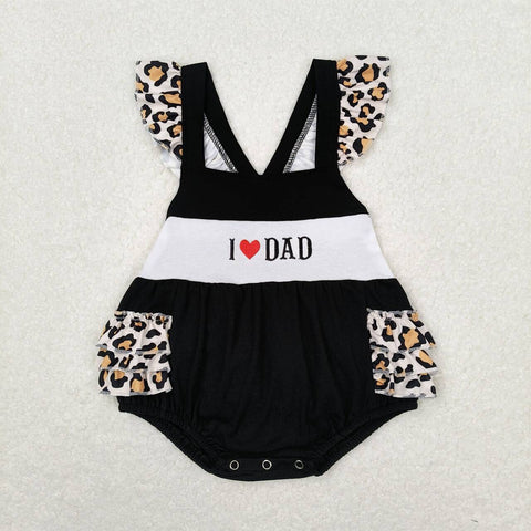 SR1147 RTS baby girl clothes embroidery I love dad toddler girl summer bubble