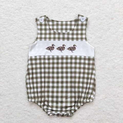 SR1169 RTS baby boy clothes duck gingham toddler boy summer bubble (print svg)