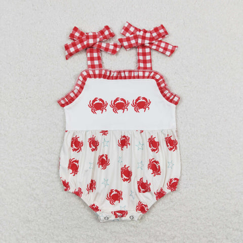 SR1185 RTS baby girl clothes crab toddler girl summer bubble （print）