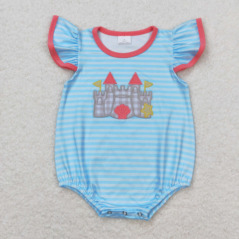 SR1317 RTS baby girl clothes embroidery castle toddler girl summer bubble