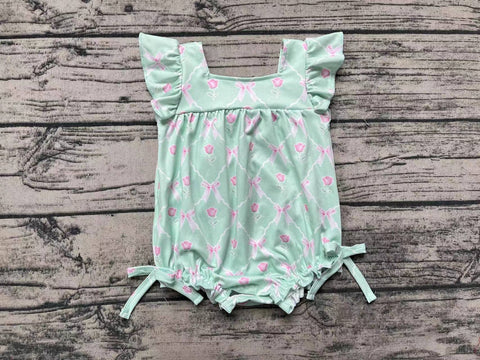 SR1503 pre-order baby girl clothes green flower toddler girl summer bubble