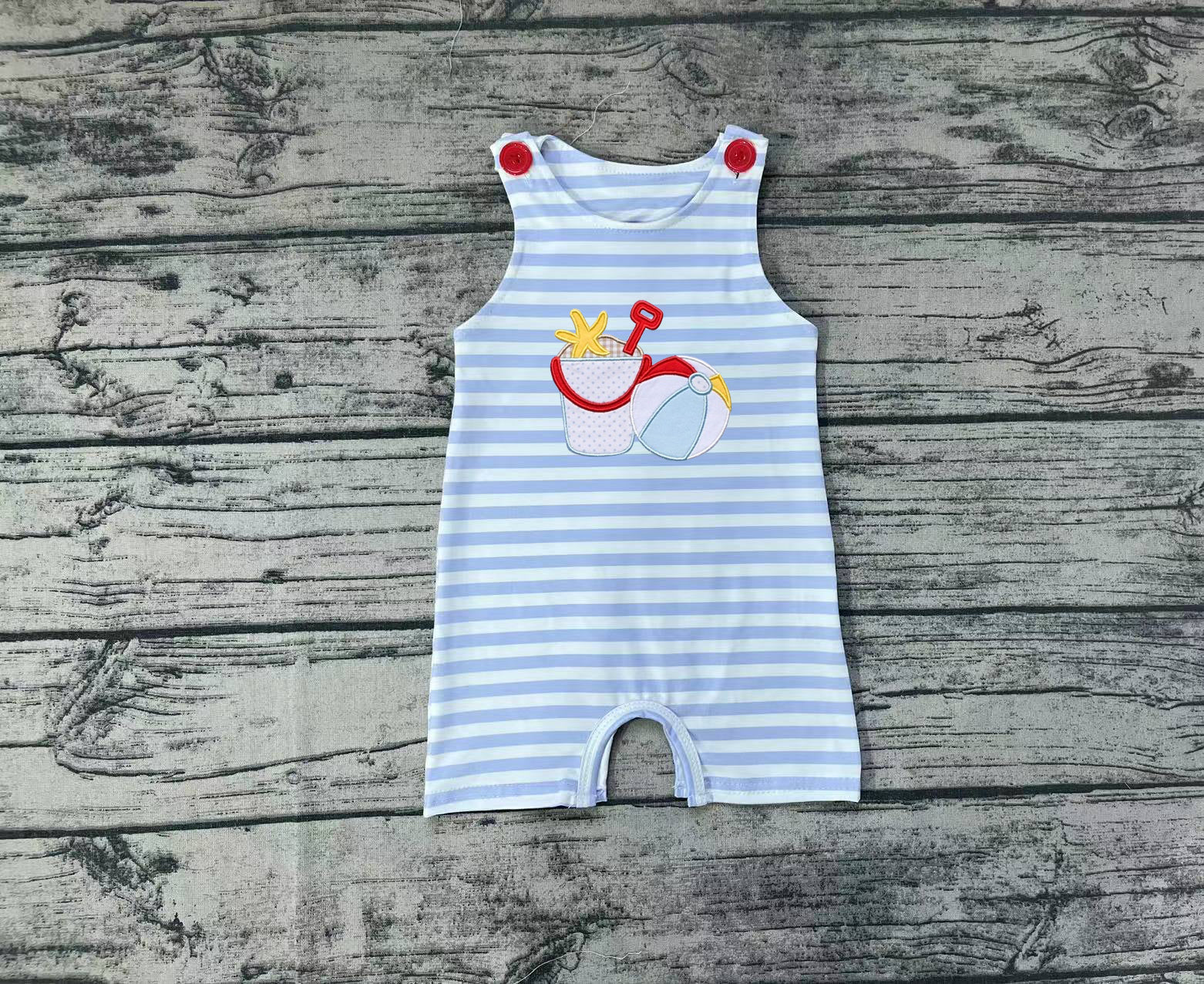 SR1517 pre-order baby boy clothes beach toddler boy summer romper （embroidery）