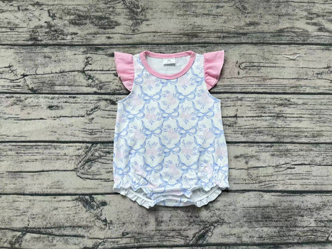 SR1522 pre-order baby girl clothes blue ribbon toddler girl summer bubble