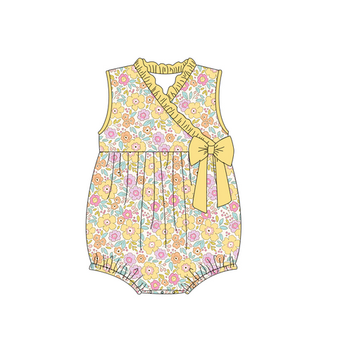 SR1630 pre-order baby girl clothes yellow floral toddler girl summer bubble