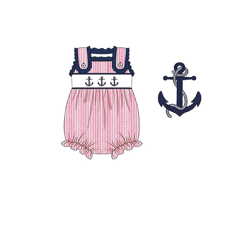 SR1631 pre-order baby girl clothes ship anchor toddler girl summer bubble