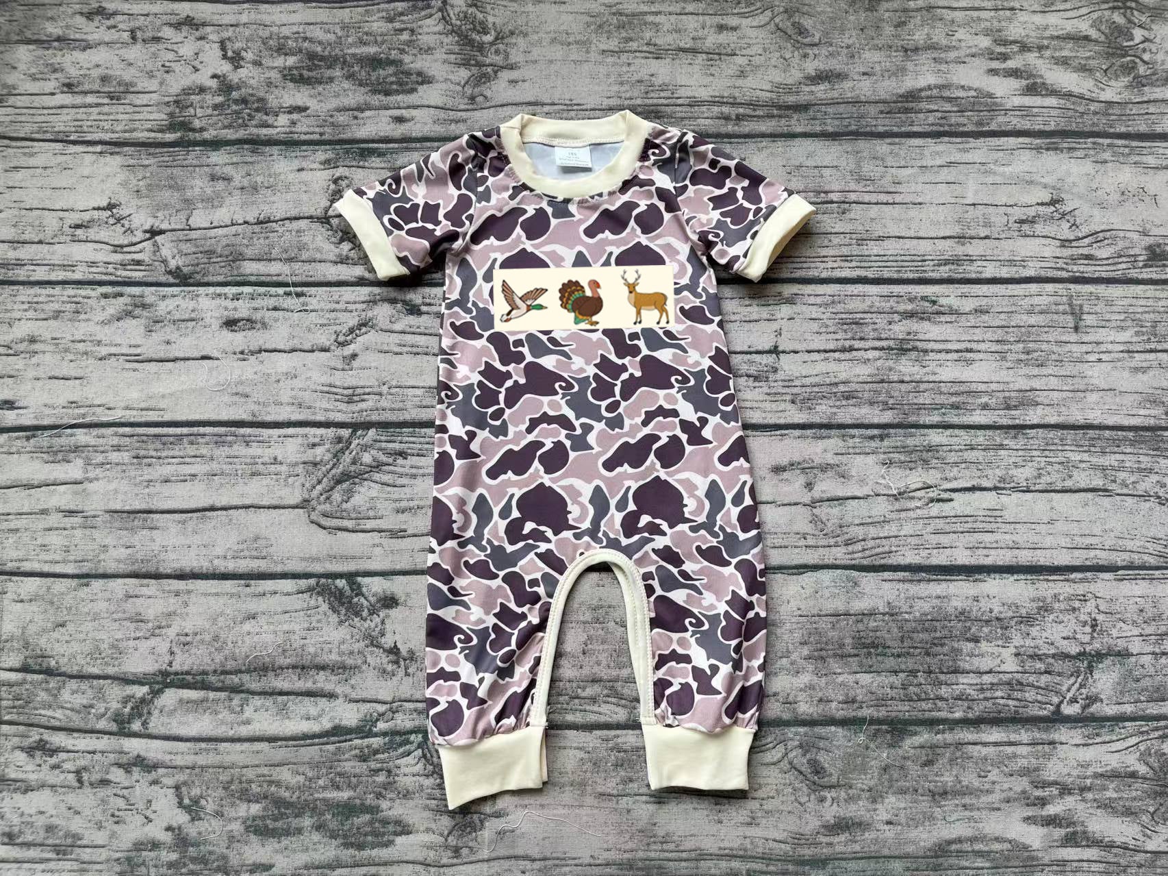 SR1901 pre-order baby boy clothes hunting camo toddler boy summer romper embroidery-2024.7.9