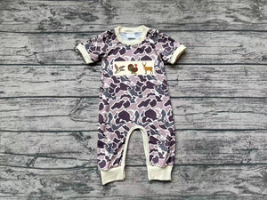 SR1901 pre-order baby boy clothes hunting camo toddler boy summer romper embroidery-2024.7.9