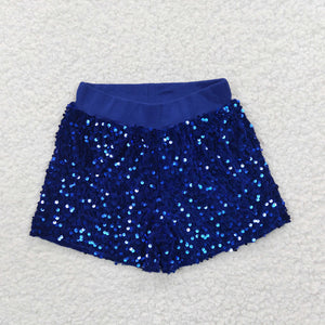 Baby girl royal blue sequined shorts