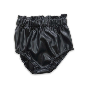 SS0105 baby girl clothes black leather bloomer bummies