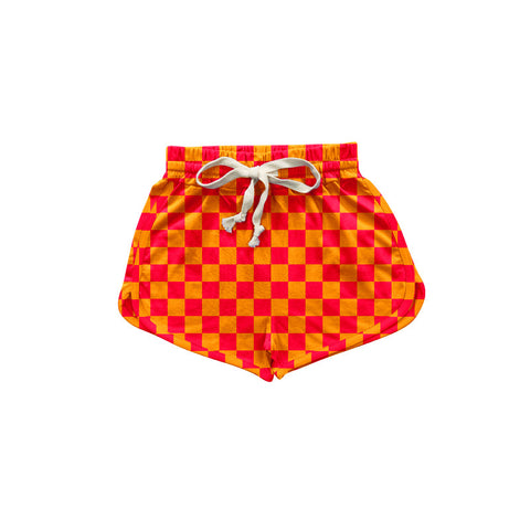 SS0297 pre-order baby boy clothes orange gingham boy summer shorts
