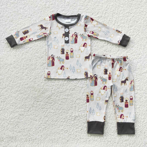 BLP0235 toddler boy clothes jesus winter pajamas set