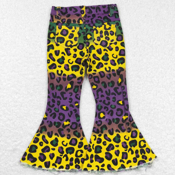 P0314 kids clothes girls girl Mardi Gras clothes bell bottom jeans flare pant