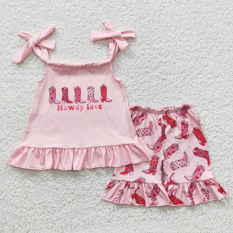 GSSO0270 baby girl clothes howdy shorts summer outfit