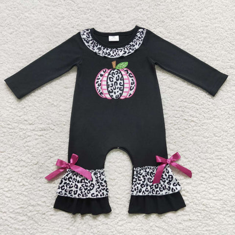 LR0618 baby girl clothes zipper winter romper embroidery girl halloween romper 1