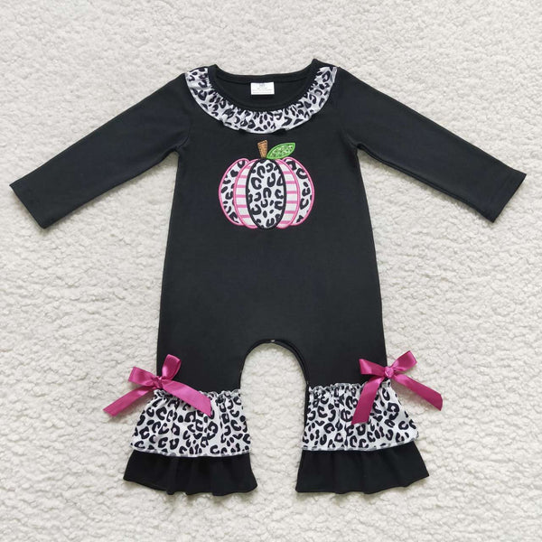 LR0618 baby girl clothes zipper winter romper embroidery girl halloween romper