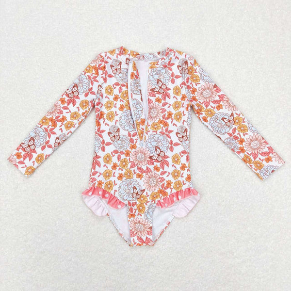 S0184 baby girl clothes girl swimsuit swimwear floral bathing suit beach wear
