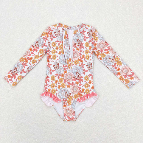 S0184 baby girl clothes girl swimsuit swimwear floral bathing suit beach wear 1