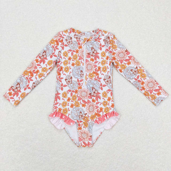 S0184 baby girl clothes girl swimsuit swimwear floral bathing suit beach wear 1