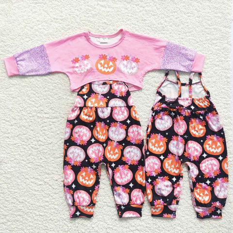 GLP0686 toddler girl clothes girl halloween outfit pumpkin baby fall set