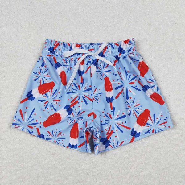 S0336 RTS 3-6M-6-7T baby boy clothes 4th of July patriotic boy summer swim shorts