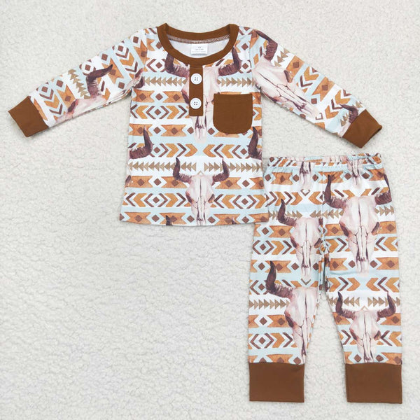BLP0341 toddler boy clothes cow boy winter pajamas set