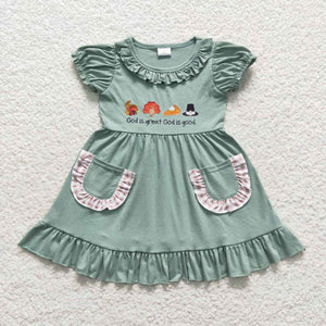 GSD0481 baby girl clothes girl halloween dress-vinyl pattern thanksgiving dress