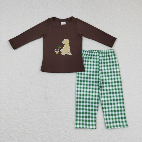 BLP0293 toddler boy clothes mallard duck dog embroidery boy winter outfit