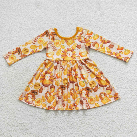 GLD0344 toddler girl dresses girl thanksgiving dress