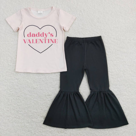 GSPO1314 baby girl clothes daddy valentines girls valentines day toddler bell bottoms outfit