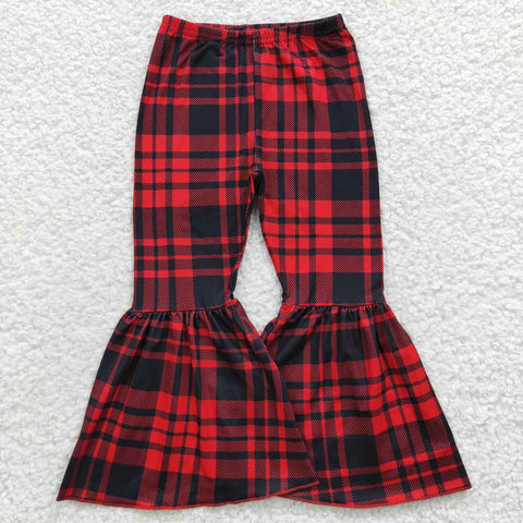 P0150 toddler bell bottom pant red plaid christmas pant