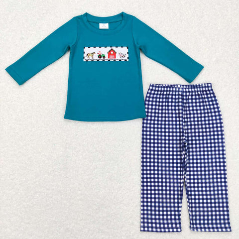 BLP0398 toddler boy clothes farm embroidery boy winter outfit