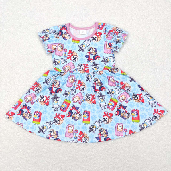 GSD0575 RTS kids clothes girls cartoon dog girl summer dress