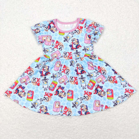 GSD0575 RTS kids clothes girls cartoon dog girl summer dress