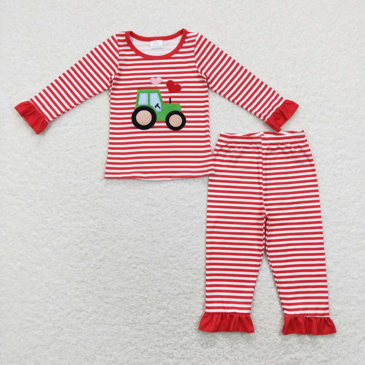 GLP1077 toddler girl clothes heart tractor embroidery girl valentines day outfit