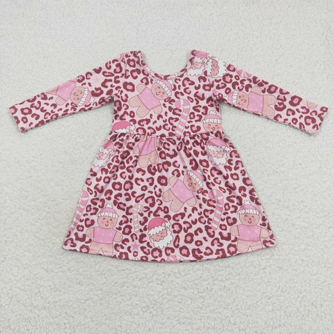 GLD0327 kids clothes girls pink leopard girl christmas dress