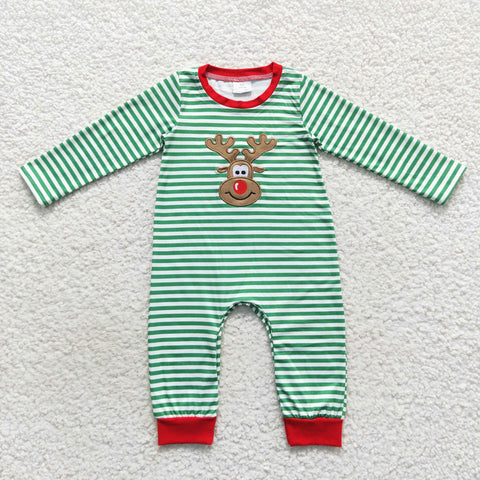 LR0338 baby boy clothes embroidery deer boy christmas romper