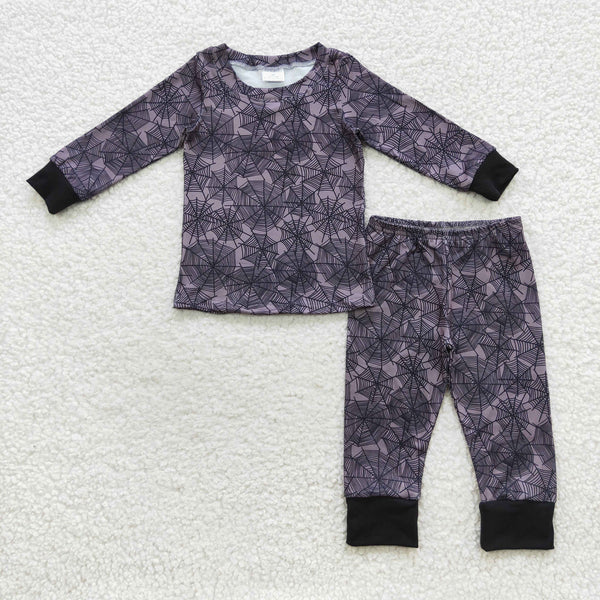 BLP0260 toddler boy clothes spider web boy halloween pajamas set