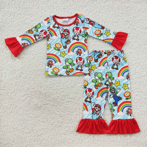 GLP0668 toddler girl clothes cartoon girl winter pajamas set